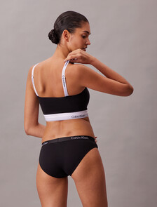 Icon Cotton Modal Lightly Lined Bandeau Bra, Black, hi-res