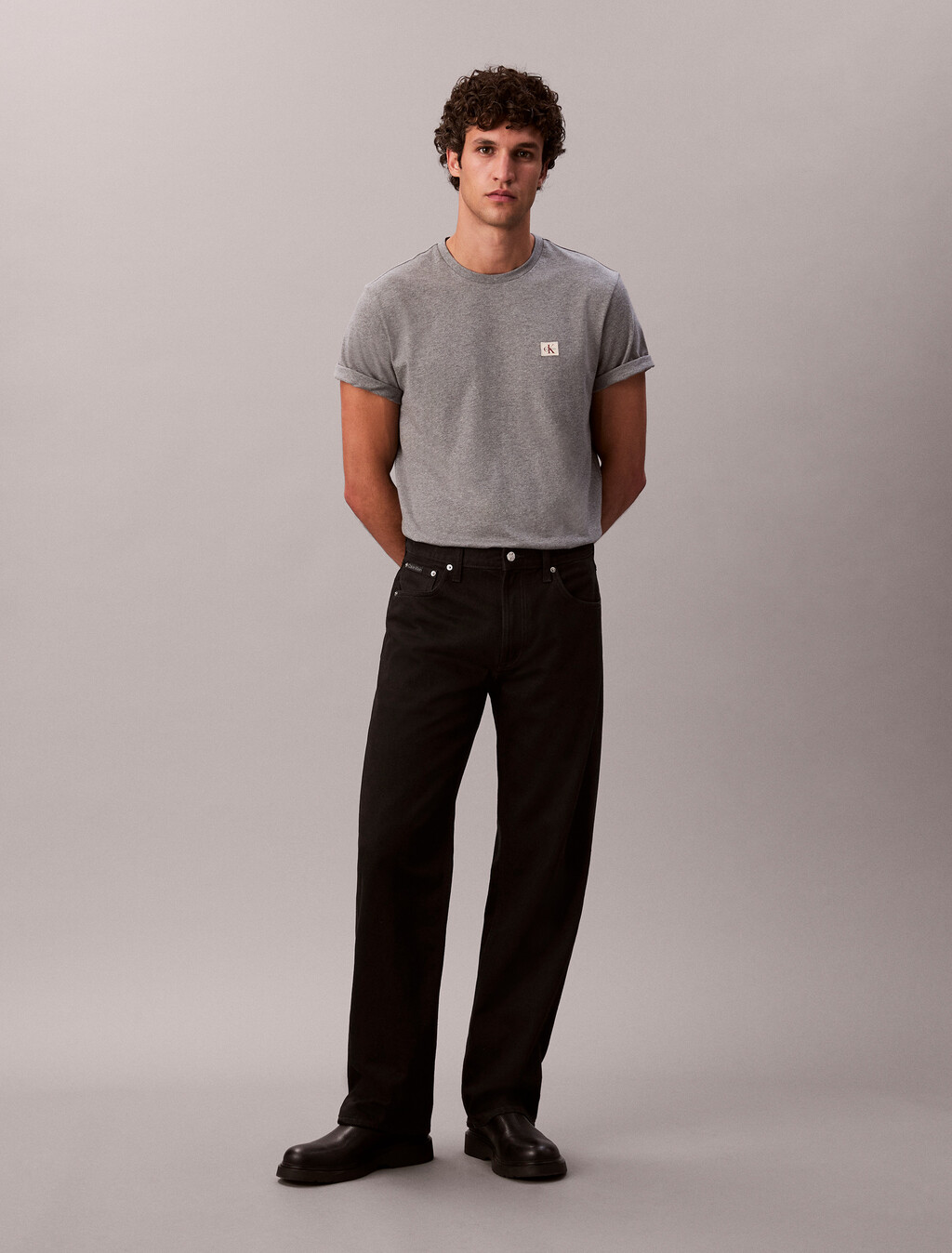 Monogram Patch Classic Tee, Med Grey Htr, hi-res