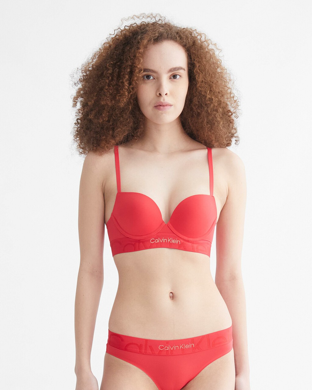 Embossed Icon Micro Push Up Plunge Bra, EXACT, hi-res