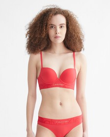 Embossed Icon Micro Push Up Plunge Bra, EXACT, hi-res