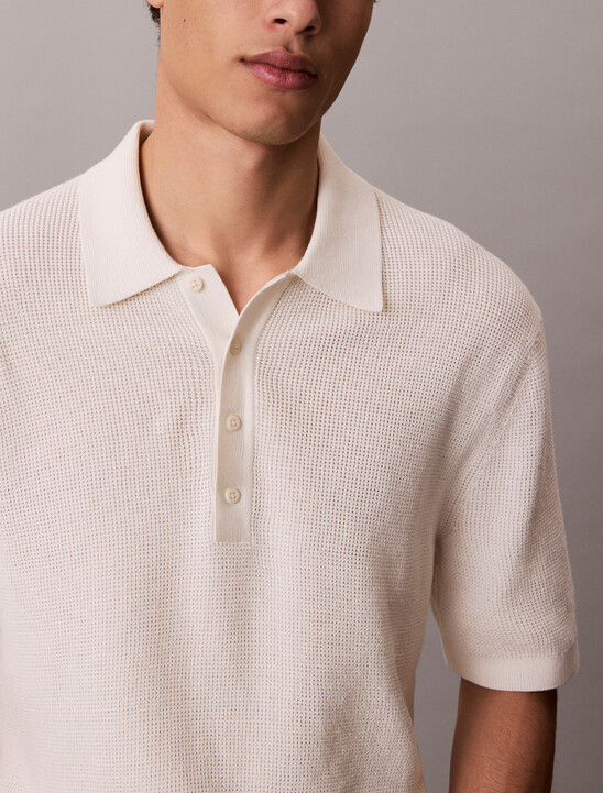 Cotton Waffle Knit Polo Shirt