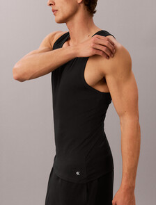 Cotton Microfiber Stretch 三件組背心, BLACK, hi-res