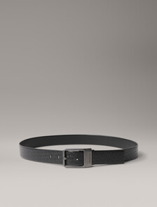 Faceted Buckle Reversible Belt 35mm, Black/Black AOP/Gunmetal, hi-res