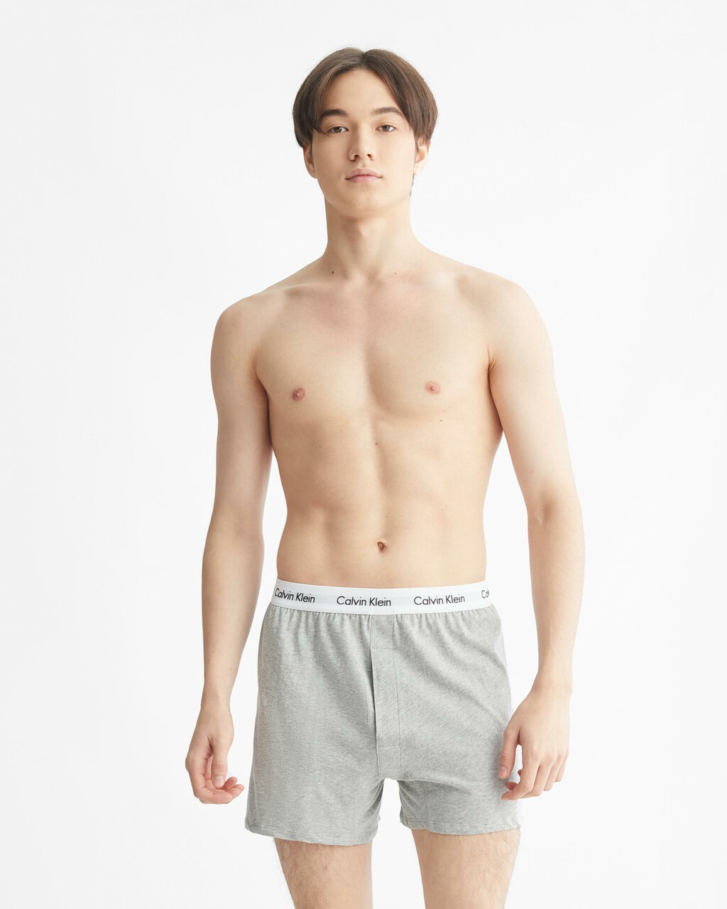 Cotton Stretch Traditional Boxers 2 Pack, WHITE/GREY HEATHER, hi-res