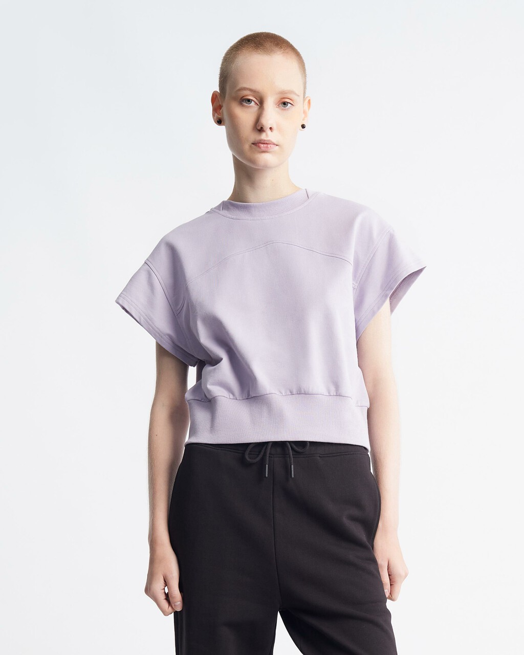 Feminine Seaming Cropped Top, Lavender Aura, hi-res