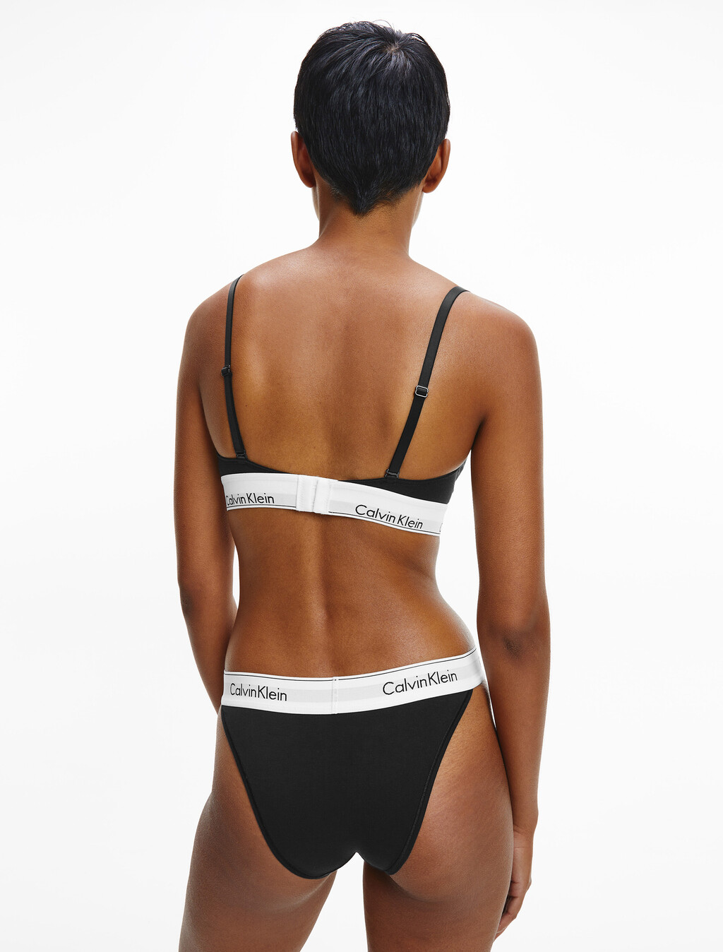 Icon Cotton Lightly Lined Triangle Bra, BLACK, hi-res