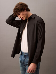 Relaxed Wool Blend Button-Down Shirt, Charcoal Heather, hi-res