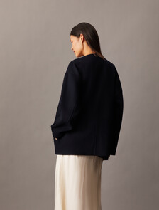 Double Face Cashmere Wool Short Coat, Black Beauty, hi-res