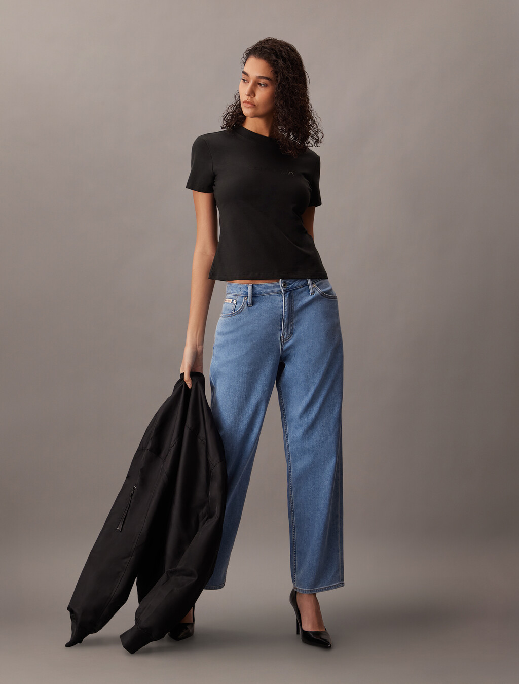 Slim Fit Logo Tee, Black, hi-res