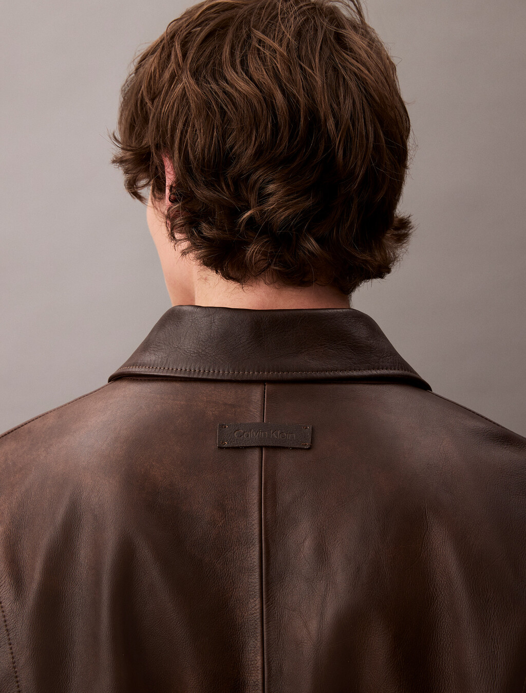 Leather Cropped Biker Jacket, Dusty Umber, hi-res