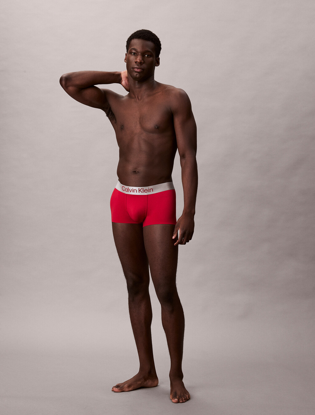 Brushed Microfiber Stretch Low Rise Trunk, Red Stamp, hi-res