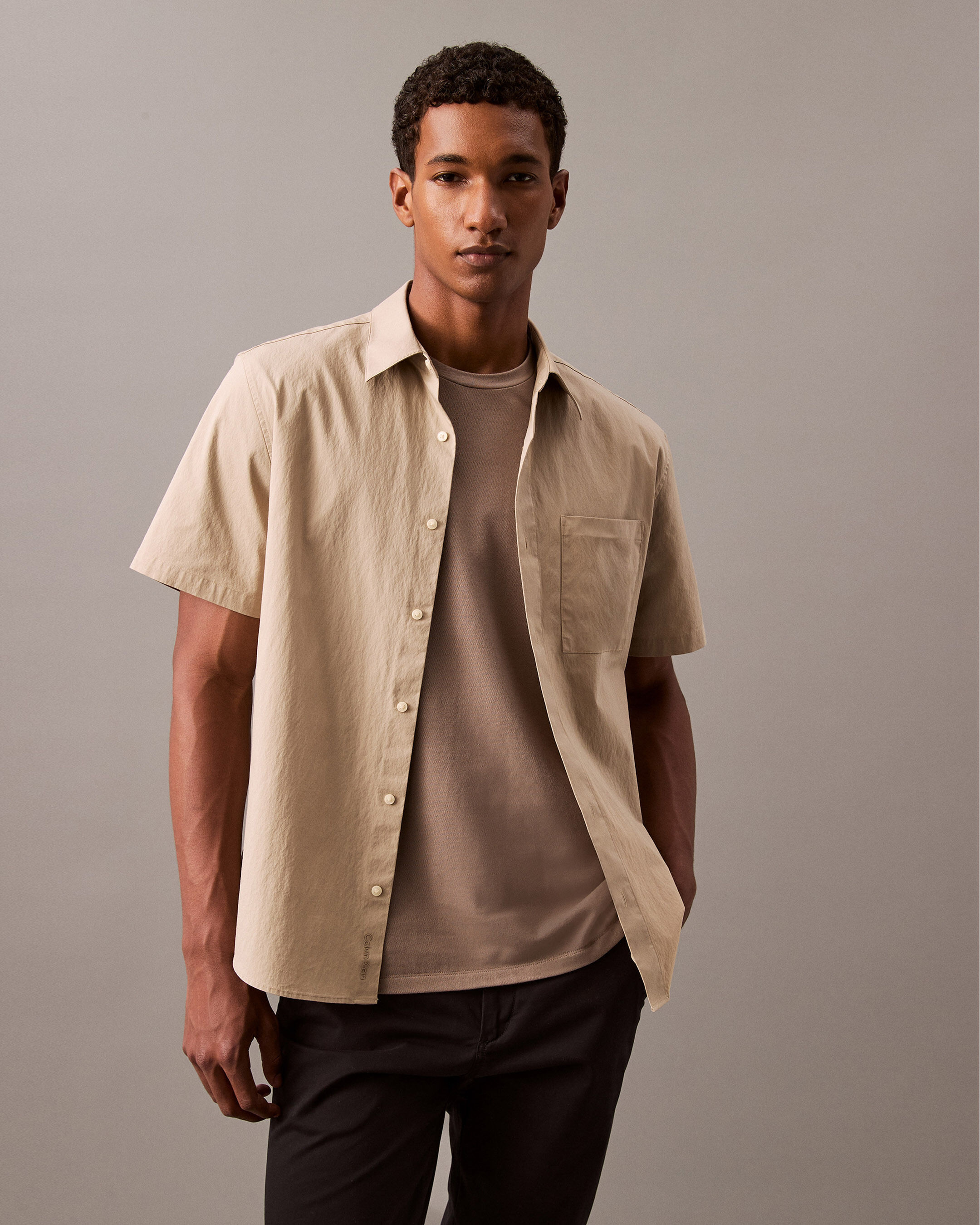 Tech Soft Touch Short Sleeve Shirt brown Calvin Klein Malaysia