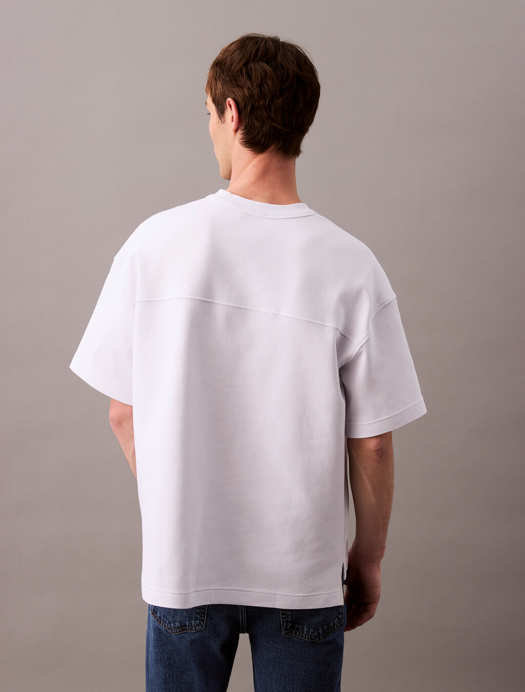 Monogram Textured Pique Tee, Brilliant White, hi-res