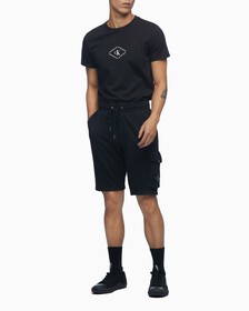 Organic Cotton Monogram Badge Sweat Shorts, Ck Black, hi-res