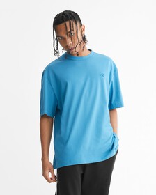 CALVIN LOGO CREW NECK TEE, FAIENCE-420CFG, hi-res