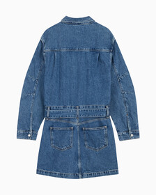 Belted Denim Shirt Dress, Denim Medium, hi-res