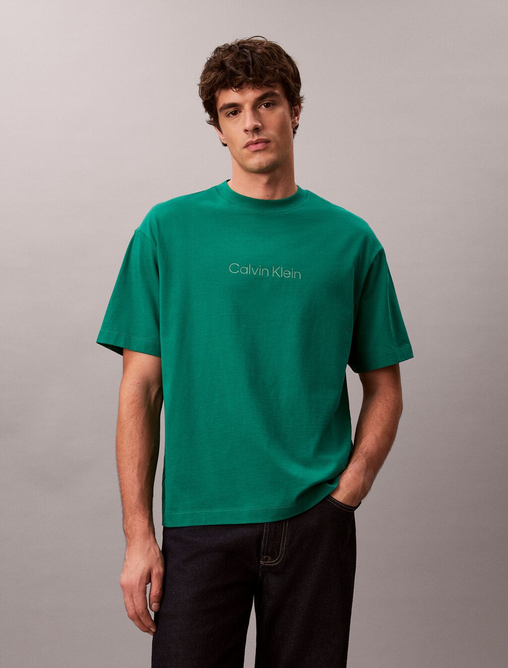 Calvin Logo Crew Neck Tee, Enchanted Forest, hi-res