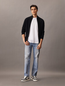 Cashmere Full Zip Sweater, Black, hi-res