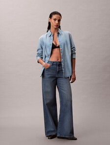 Oversized Denim Shirt, BRIGHTON BLUE, hi-res