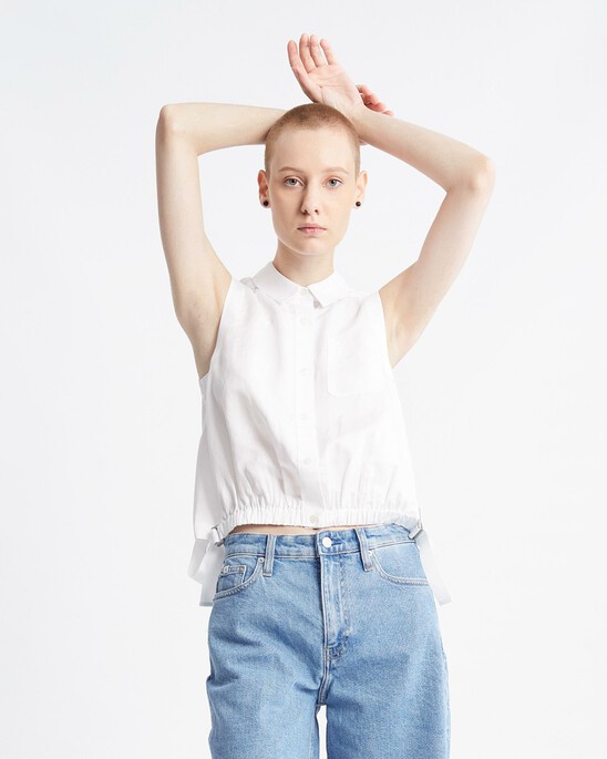Summer Textures Side Tie Sleeveless Shirt
