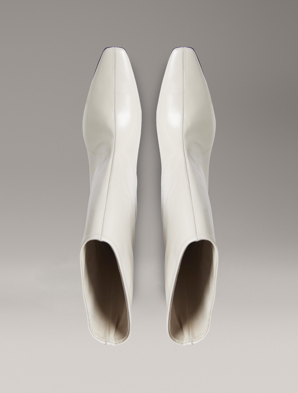 Leather Square Toe Heeled Boots, Gray Morn, hi-res