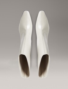 Leather Square Toe Heeled Boots, Gray Morn, hi-res