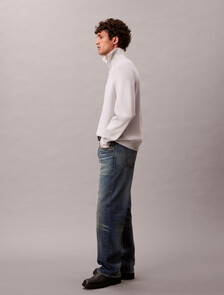 Tech Knit Boxy Mock Neck Jumper, Chalk, hi-res