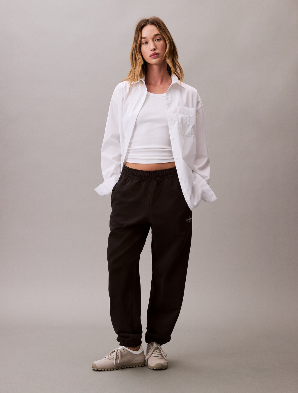 Relaxed Monogram Joggers, Black, hi-res