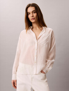 Voile Relaxed Shirt, White Sand, hi-res