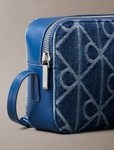 Denim Allover Emblem Logo Camera Bag, Denim JQD Medium Wash, hi-res