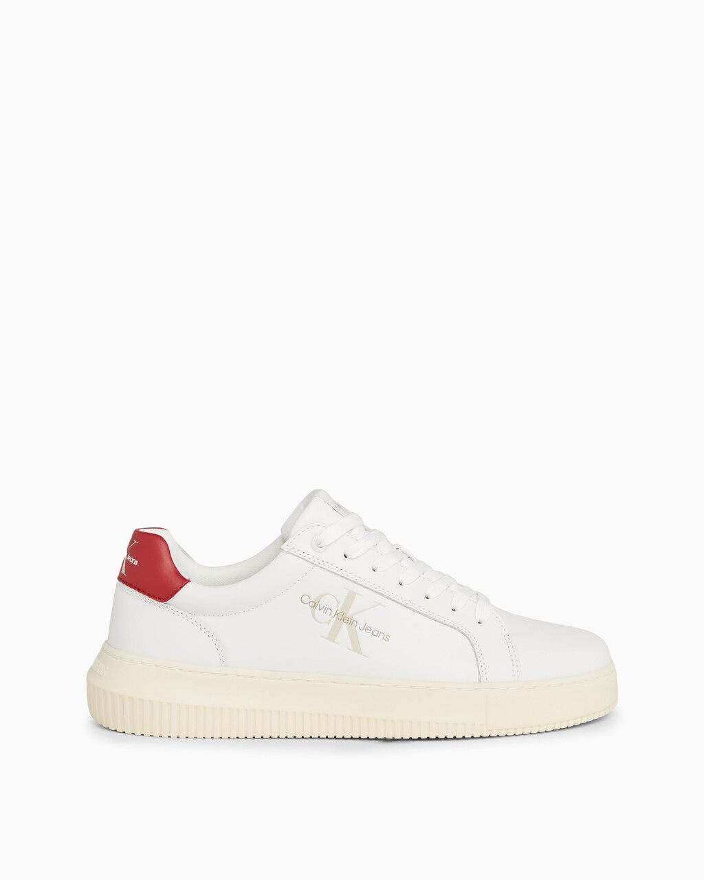 Leather Trainers, WHITE/GARNET, hi-res