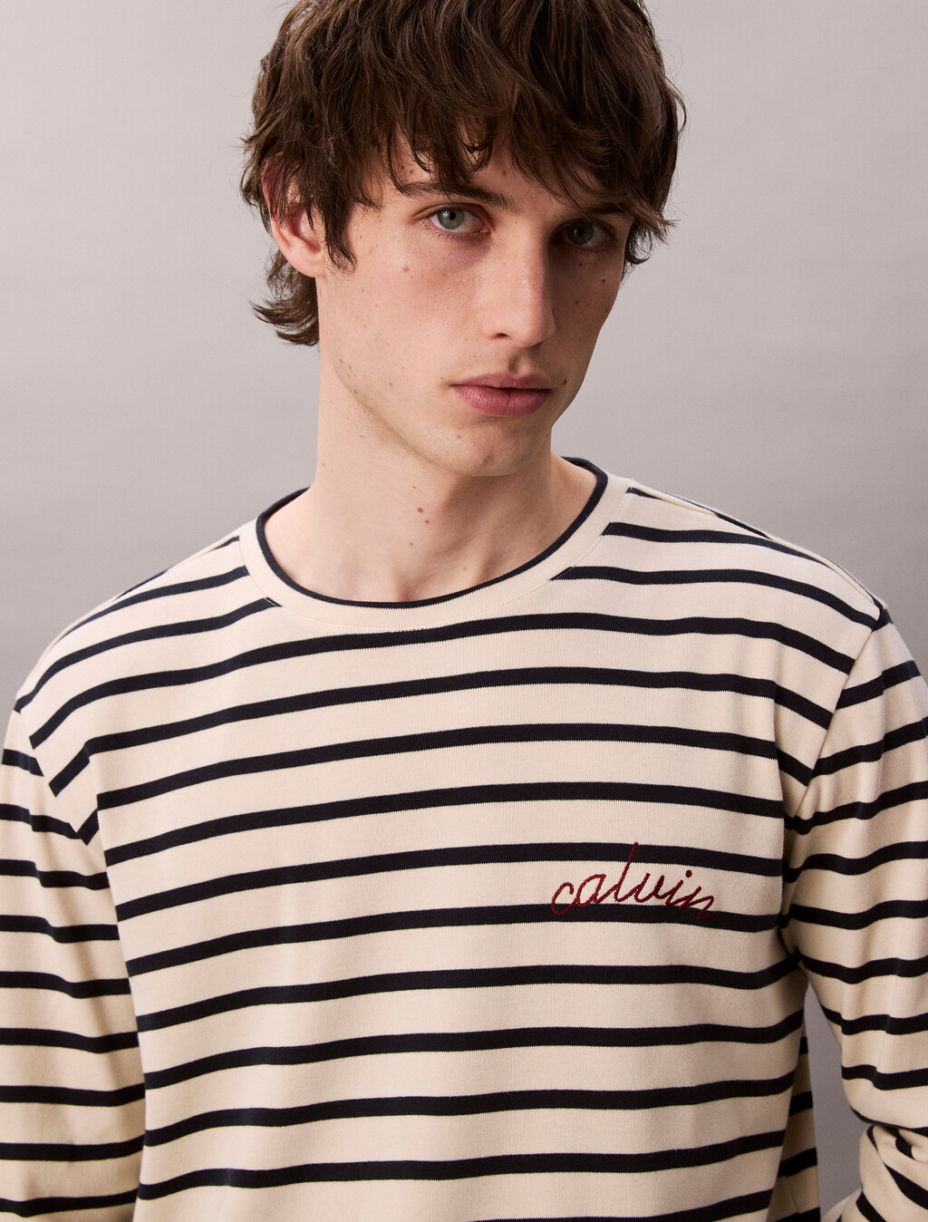 Compact Rib Stripe Easy Tee, Bone White, hi-res