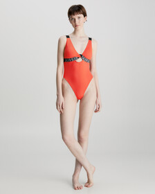 Intense Power Plunge Swimsuit, Bright Vermillion, hi-res