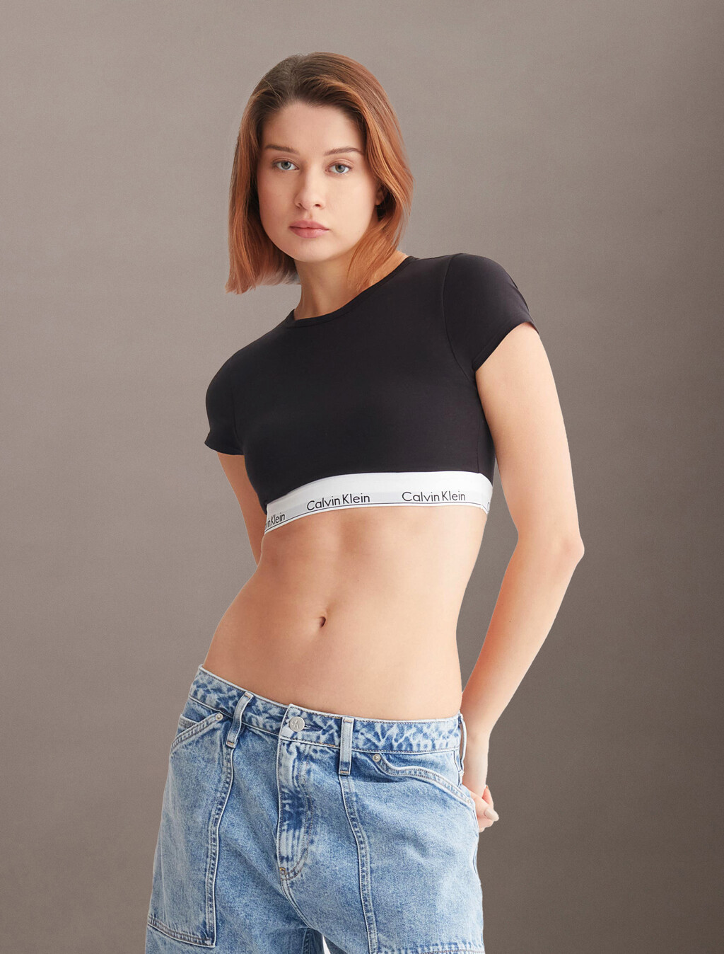 Icon Cotton T-Shirt Bralette, Black, hi-res