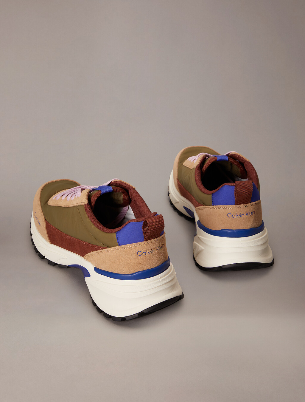 Suede and Nylon Runner Trainers, Cumin/Burnt Out/Khaki/Purple Blue, hi-res