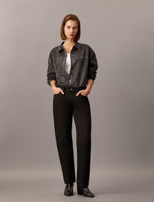 Denim Print Button-Down Shirt, Black Denim Print, hi-res