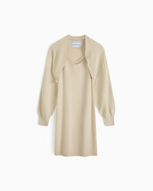 Feminine 2 In 1 Knit Dress, Eggshell, hi-res