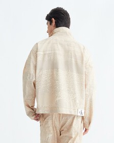 Cropped Cotton Twill Zip Up Jacket, Landscape Aop, hi-res