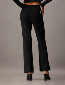 High Rise Slim Rib Knit Pants, Ck Black, hi-res