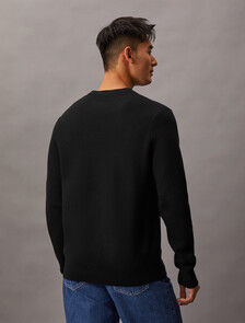 Monogram Wool Blend Sweater, Black, hi-res