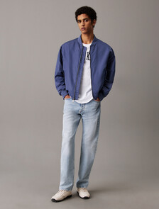 Padded Nylon Bomber Jacket, Vintage Indigo, hi-res