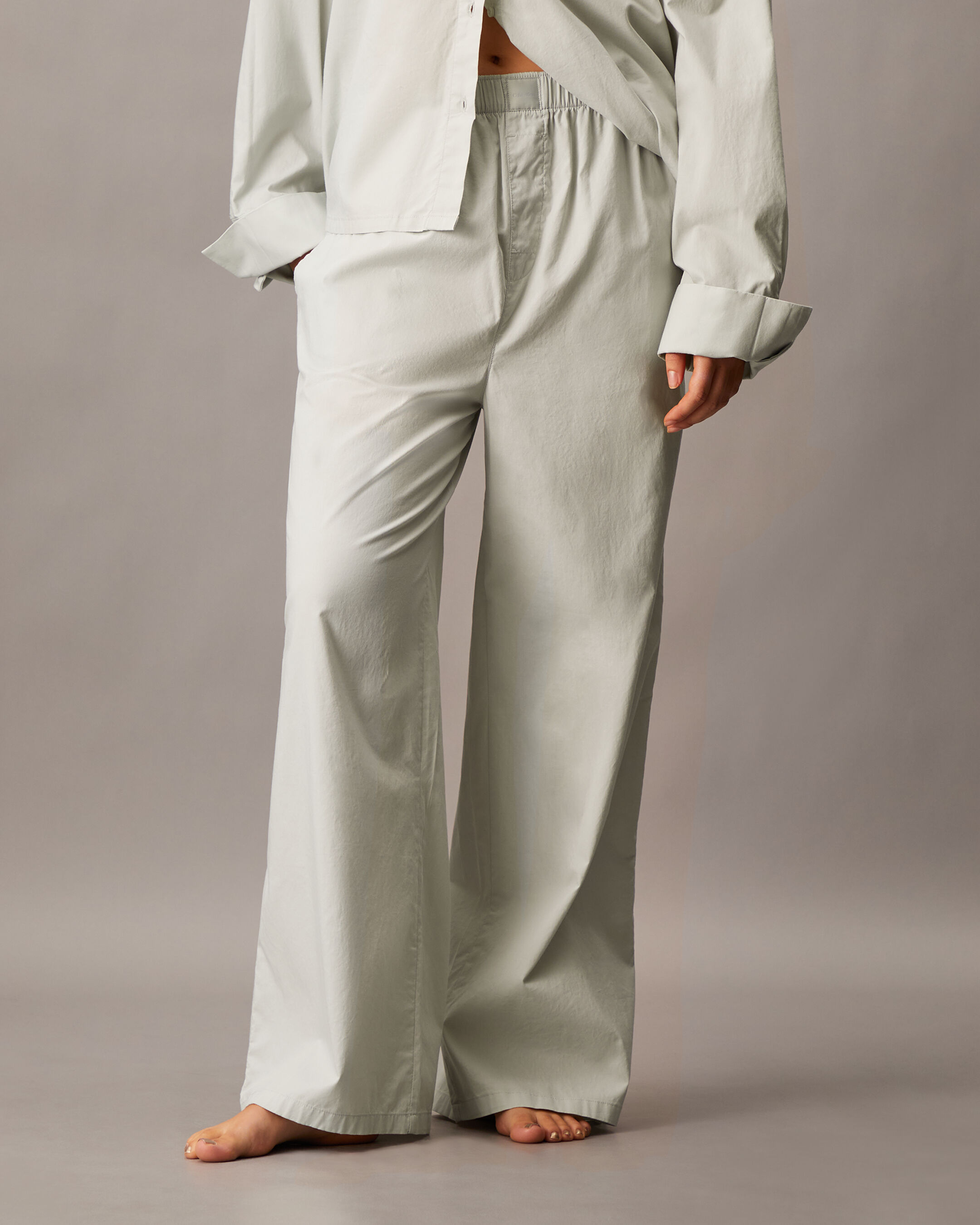 Cotton Poplin Wide Leg Pants grey Calvin Klein Malaysia