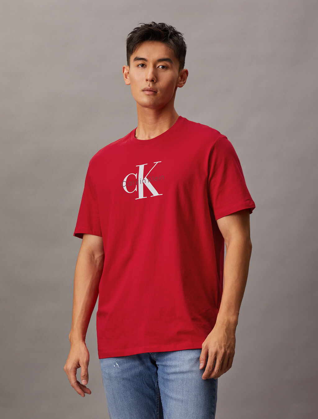 Monogram Crewneck Tee, Berry Sangria, hi-res