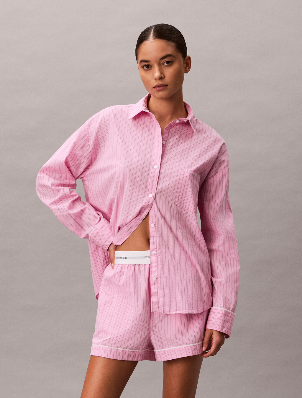 V-Day Shorts - Cotton Poplin, 19471 TRAIL STRIPE+PINK ESSENCE, hi-res