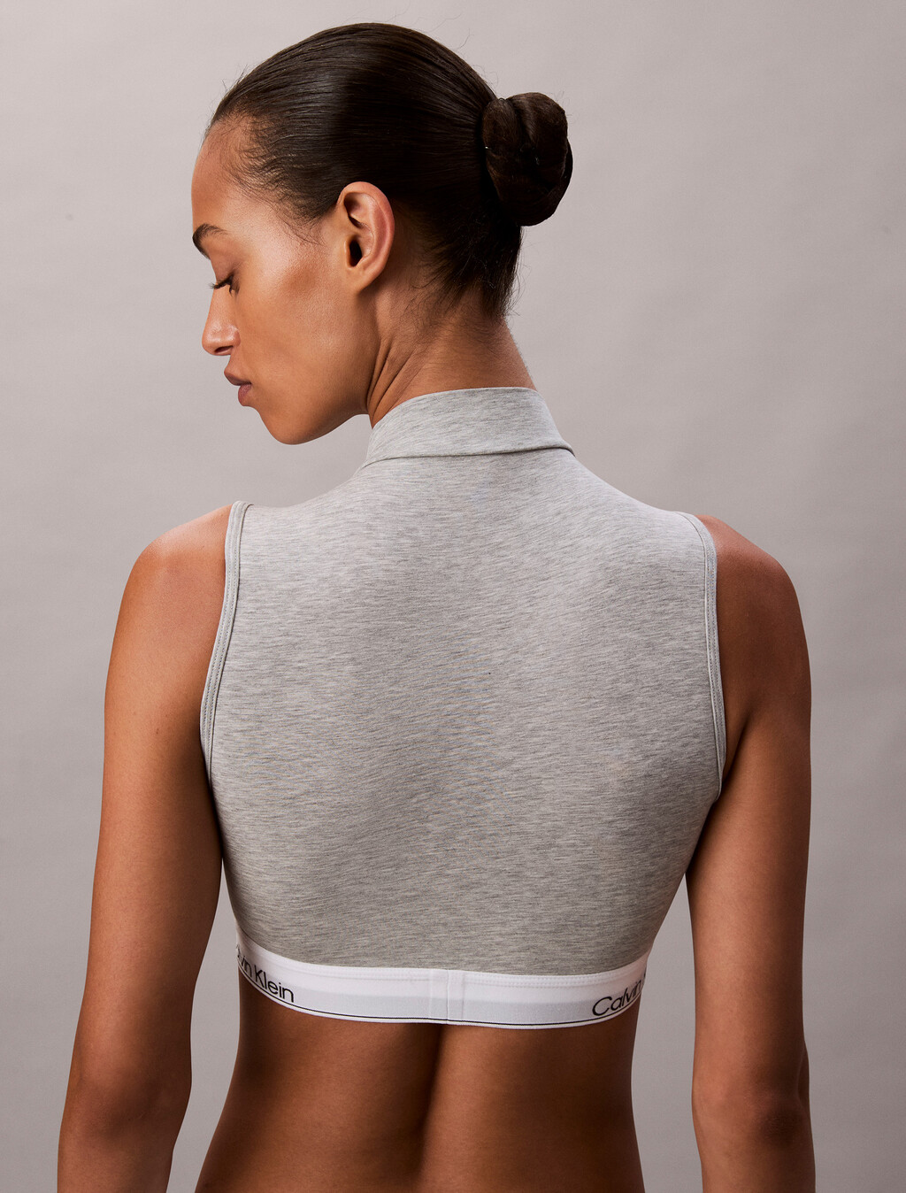 Lightly Lined Mockneck Bralette - Icon Cotton Modal, Grey Heather, hi-res