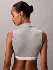 Lightly Lined Mockneck Bralette - Icon Cotton Modal, Grey Heather, hi-res