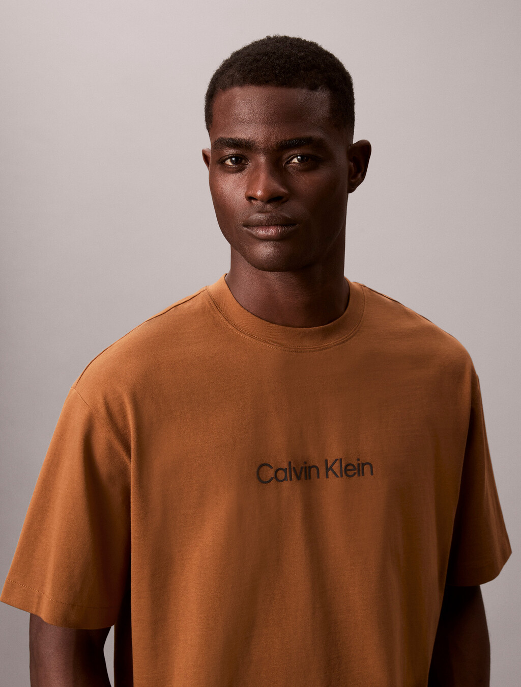 Calvin Logo Crew Neck Tee, Bronze Gold, hi-res