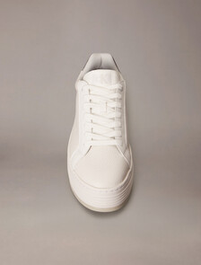 Leather Platform Trainers, Bright White/Silver, hi-res