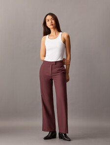 Coated Gabardine Flare Trousers, Red Mahogany, hi-res