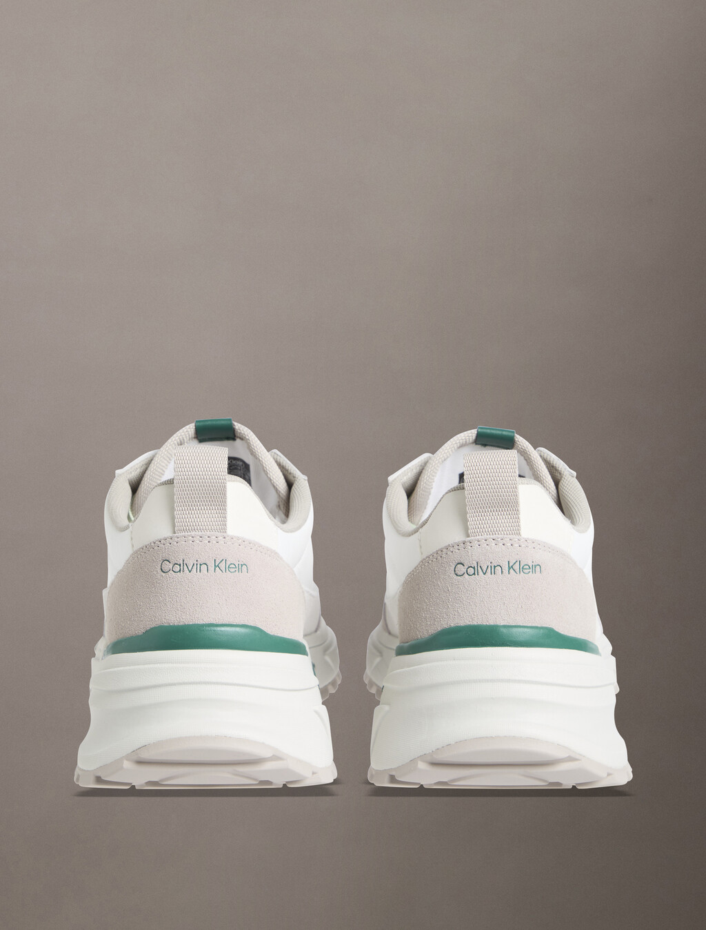 Suede and Nylon Runner Trainers, Bright White/Galapagos Green, hi-res